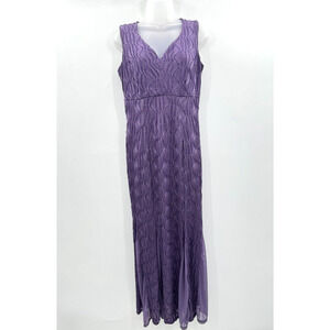 Enfocus Studio Flare Skirt Jersey Stretch Gown Dress Size 4 Purple Sparkle Fairy